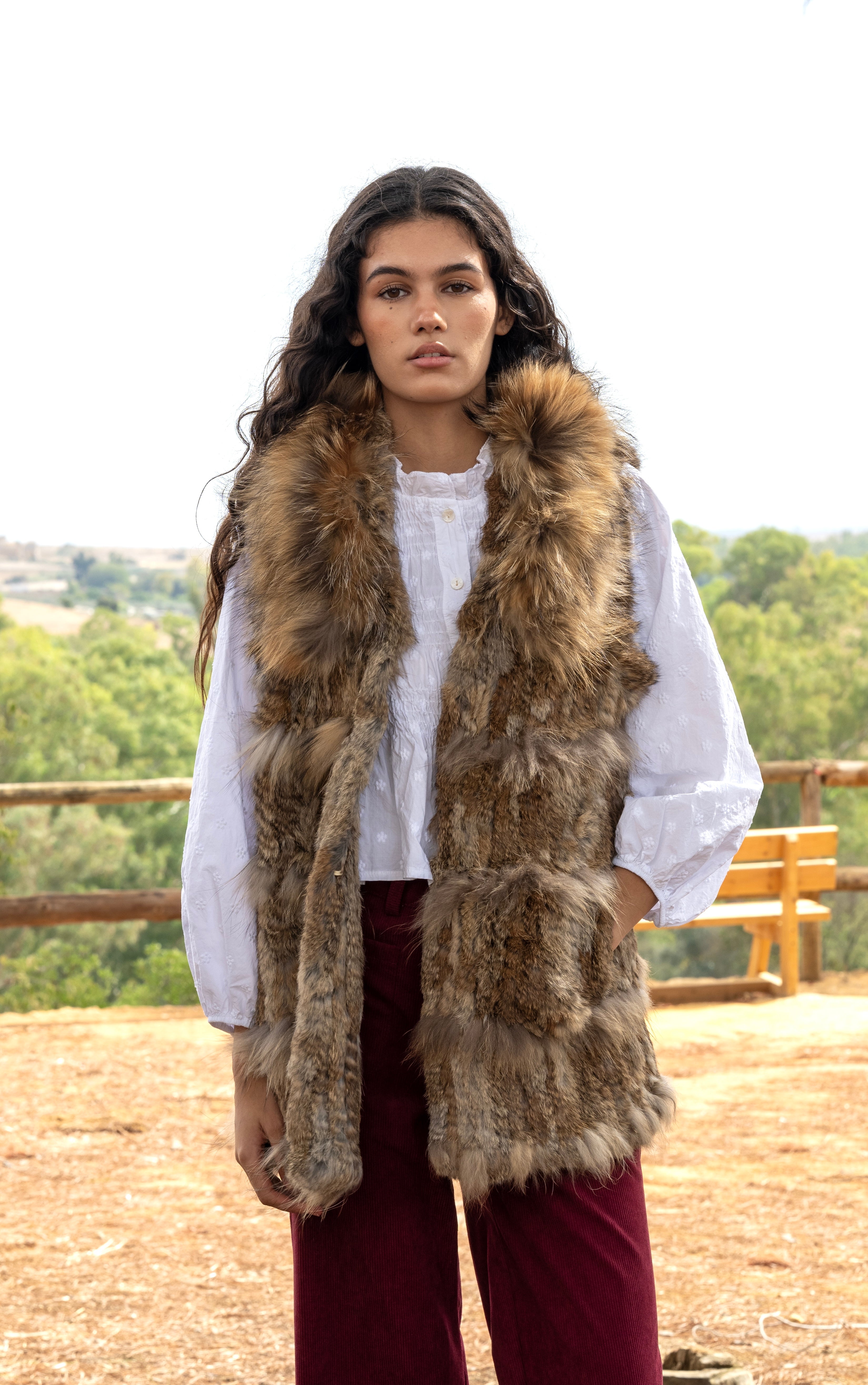 Pelo Conejo Abrigo Piel De Conejo Sfera Chaquetón Chaleco Piel